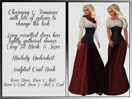 This is a medieval dress,wide square collar, long flared sleeves. Second Life Marketplace Lady S Long Medieval Corset Dress Wine