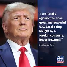 NO DEAL: President-elect Trump lays out a plan to block a foreign firm from  purchasing the US manufacturing company U.S. Steel. https://trib.al/rGG43NR