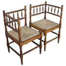 Pair Of French Bobbin Carved Fruitwood Corner Chairs In 2020 Corner Chair Chair English Dining Room