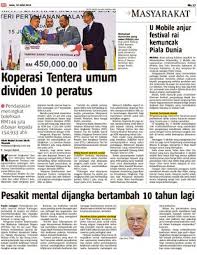 Sabtu, 31 agustus 2019 | 05:50 wib. Koperasi Tentera Umum Dividen 10 Peratus Klik