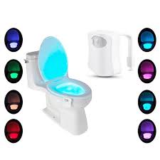 Toilet Bowl Lighting Seat Lamp For Bathroom Washroom Pir Motion Activated 8 Color Changing Battery Operated