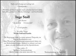 Traueranzeigen von Inge Stoll