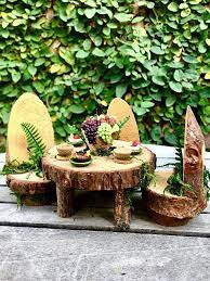 Fairy Garden Table And Chairs Fairy Furniture Set Miniature Fairy Food Fairy Furniture Garden Table And Chairs Fairy Garden