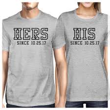 hers and his since gray matching t shirts couples