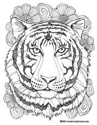 Tiger With Flowers Coloring Page Thumbnail Jpg Mandala Coloring Pages Animal Coloring Pages Flower Coloring Pages