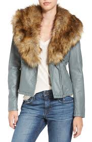 Low to high sort by price: Faux Leather Jacket With Removable Faux Fur Collar