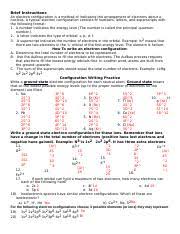 (no rating) 0 customer reviews. Electron Configurations Docx Brief Instructions An Electron Configuration Is A Method Of Indicating The Arrangement Of Electrons About A Nucleus A Course Hero