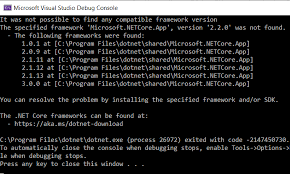 The.net core sdk contains both the.net core runtime and cli . The Specified Framework Microsoft Netcore App Version 2 2 0 Was Not Found Stack Overflow