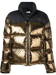 Spyder women's sz xl metallic hooded puffer jacket coat rose gold msrp $199++. The North Face Metallic Puffer Jacket In Gold Modesens