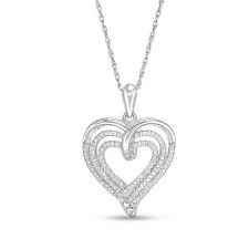 Check spelling or type a new query. 1 4 Ct T W Diamond Triple Heart Pendant In Sterling Silver Zales