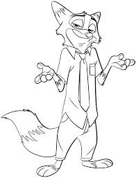 Nick wilde how about to print and color this amazing zootopia disney movie coloring sheet? Zootopia The Fox Nick Wilde Shrugs