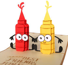 Use some patterned paper and an assortment of embellishments to decorate the front of the card as desired. Amazon Com Cute Popup Birthday Card Pop Up With Ketchup And Mustard Best Friends Forever Design Thinking Of You Card Greeting Card For Friends Just Because Surprising Present For Friends Someone