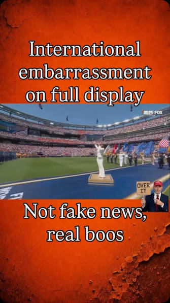 You love to hear it! , @theorangecrumble The boos weren’t subtle. They  echoed. A global crowd, on one of the biggest stages on Earth, united for  once just to make it crystal clear that Donald Trump is ...