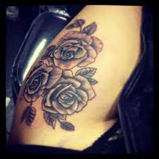 Black rosary tattoo near the elbow #49. My Thigh Tattoo Roses Love Rose Tattoos Side Thigh Tattoos Thigh Tattoo