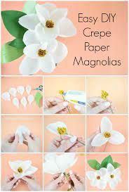 Diy Crepe Paper Magnolia Flowers Crepe Flower Templates Paper Flower Tutorial Paper Flower Template Paper Flowers Diy