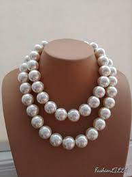 Chunky Pearl Necklace Two Strand Pearl Necklace Statement Necklace Boho Pearl Necklace Wedding Jewelry For Brides Jumbo Pearl Necklace Chunky Pearl Necklace Chunky Pearls Pearl Necklace Wedding