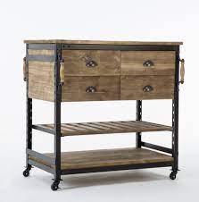 It features a stone table top, multiple drawers, 2 removable storage crates, a dish towel rack. 17 Stories Adalrik Kitchen Cart With Solid Wood Top Wayfair