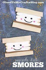 Use the card as your guide. Popsicle Stick Smores Kid Craft Idea For Summer Camps Summer Camp Crafts Daycare Crafts Summer Crafts