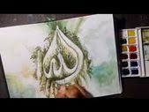Melukis Kaligrafi Kontemporer Menggunakan Cat Air Water Colour Painting Youtube Lukisan Cat Air Painting Cat Air