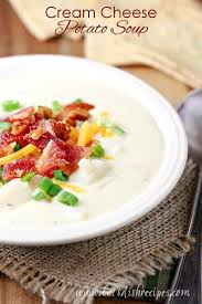 Cream Cheese Potato Soup Cream Cheese Is The Secret Ingredient In This Simple Yet Flavorful Potato So Cream Cheese Potatoes Potato Soup Recipe Cheese Potatoes
