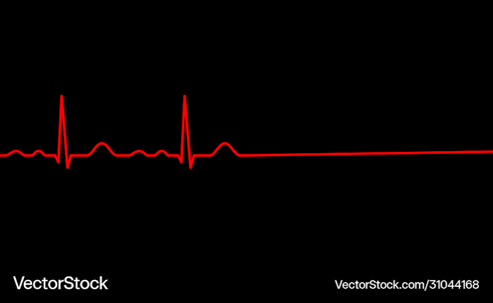 Ekg line heart stops beating death – Royalty-Free Vector | VectorStock