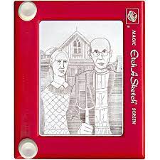 Etch A Sketch Turns 50 Amazing Art Created With The Drawing Toy Etch A Sketch Art American Gothic Painting American Gothic