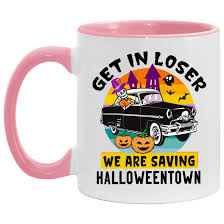 Our mugs are made of durable ceramic that's dishwasher and microwave safe. Get In Losers We Re Saving Halloweentown Mug Halloween Coffee Mugs Benny S Skeleton Taxi Funny Halloween Mugs Skull Mug Awesome Tee Fashion