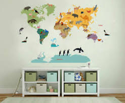 Online shopping a variety of best maps decor at dhgate.com. Safari Animal World Map Wall Sticker Nursery Decals Kids Room Home Decor Gift Ebay