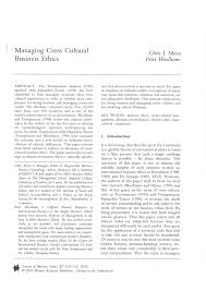 Pdf Managing Cross Cultural Business Ethics