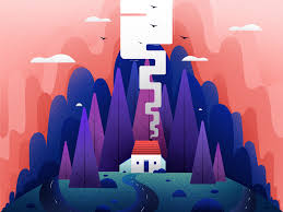 Home Red Winter Texter Hill House Light Design Shape Birds Road Cloud Smoke Nature Landscape Illustrations Art T Illustration Art Design Landscape Illustration