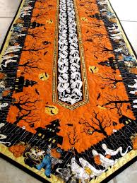 Table Runner Extra Long Quilted Haunted Halloween By Sallymanke With Images Halloween Table Runners Halloween Quilts Holiday Table Runner
