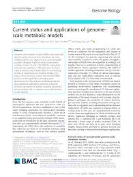 PDF) Current status and applications of genome-scale metabolic models