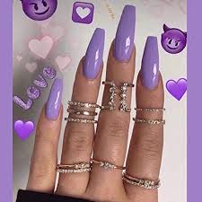 Long nail lovers will surely want these coffin nail designs, but those who have reservations for long cat claws can enjoy them, too. Poliphili 24pcs Medium Long Coffin Pure Color Removable Wear False Nails Press On Full Coverage Acrylic Fake Nails Tips Purple Buy Online In Cote D Ivoire At Cote Desertcart Com Productid 168682982