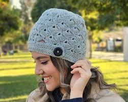 Gray Hand Crochet Winter Beanie for Women