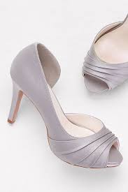 Pleated Satin D Orsay Platform Pumps In Mercury For Your Gray Wedding Accessories From David S Bridal Bridal Pumps Bridal Shoes Women Shoes