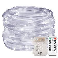 Le 33ft 120 Led Dimmable Rope Lights Battery Powered Waterproof 8 Modestimer Fairy Lights For Garden Patio Outdoor Rope Lights Rope Lights Led Christmas Lights