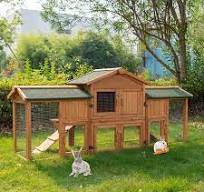 Chilochilo Wooden Rabbit House Rabbit Hutch Indoor & Outdoor Wooden Bunny  Cage Large Guinea Pig House Rabbits Cage With Run Ramp