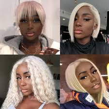 Dye your hair an icy blonde afterward and include a hard part to. Tumblr Dark Skin Blonde Hair Blonde Hair Black Girls Hair Color For Dark Skin