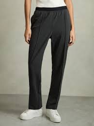 Reiss - Charcoal Grey Elasticated-waistband Tapered Trousers, 2