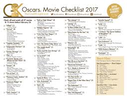 In other words, a film's commercial success (oscars & bafta awards), and greatness in direction, screenwriting and production, is how i ranked the films on this list. Oscars 2017 Download Our Printable Movie Checklist The Gold Knight Latest Academy Awards News And Insight