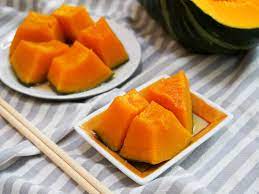 In the bento box you pick up at the train station, as part of the side dishes of your teishoku (lunch meal set), or at the breakfast buffet in your ryokan (japanese inn). Kabocha No Nimono Japanese Simmered Squash Caroline S Cooking