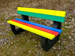 Colne Rainbow Bench Garden Bench Multicoloured Recycled Plastic Education