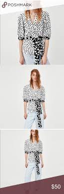 Zara Polka Dot Wrap Blouse Size Xs Wrap Blouse Blouse Size Clothes Design