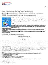 Maybe you would like to learn more about one of these? Contoh Soal Toefl Reading Dan Kunci Jawabannya Peranti Guru