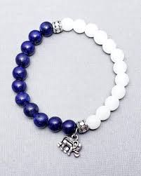 Silver Elephant Charm Gemstone Bracelet White Jade Blue Etsy Jewelry Gemstones Gemstone Bracelet