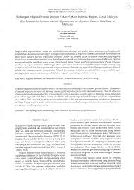 Unit 11 modul migrasi dalaman Pdf Hubungan Migrasi Masuk Dengan Faktor Faktor Penarik Kajian Kes Di Malaysia