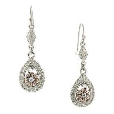 1928 Jewelry Rose Gold Daisy Crystal Silver Teardrop Dangle Earrings Found On Polyvore 16 Teardrop Dangle Earrings Daisy Jewelry Vintage Inspired Earrings