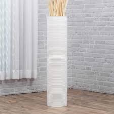 A large, impressive, glass piece with a distinctive antique silver finish. Amazon Com Leewadee Tall Big Floor Standing Vase For Home Decor 36 Inches Mango Wood White Furniture Decor
