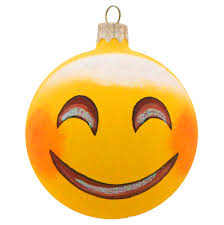Smiling Face Emoji Glass Ball Christmas Ornament 3 25 Inches Christmas Ornaments Glass Ball Ornaments