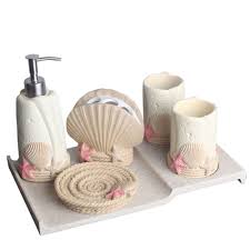 Can be chrome plated,bronze plated,zirconium gold plated. Amazon Com Creative Ocean Shell Theme Bathroom Accessories Set 6 Piece Unique Bathroom Gift Set Includes Soap Dispenser Toothbrush Holder Tumbler Tray And Soap Dish Home Kitchen